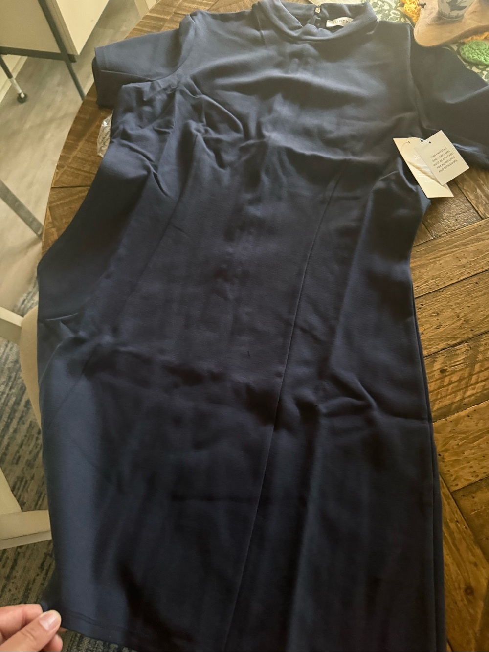 JustFab Navy Short Sleeve Mini Shift Dress